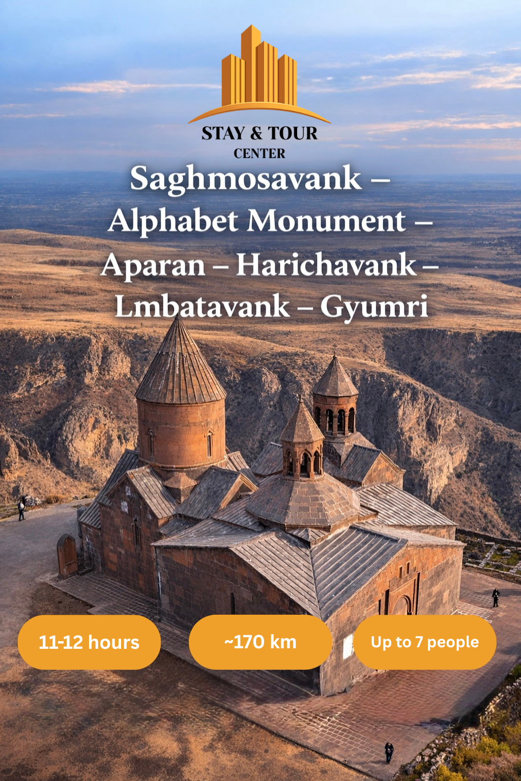 Сагмосаванк – Памятник алфавиту – Апаран – Аричаванк – Лмбатаванк – Гюмри